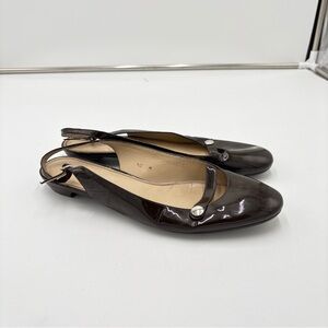 Vintage Talbots Mary Jane Slingback Flats Brown Patent Leather Whimsigoth Sz 10